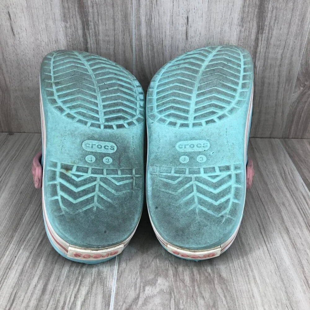 Crocs Clogs Kids 3 Crocband Light Blue Pink Slip On Rubber Shoes